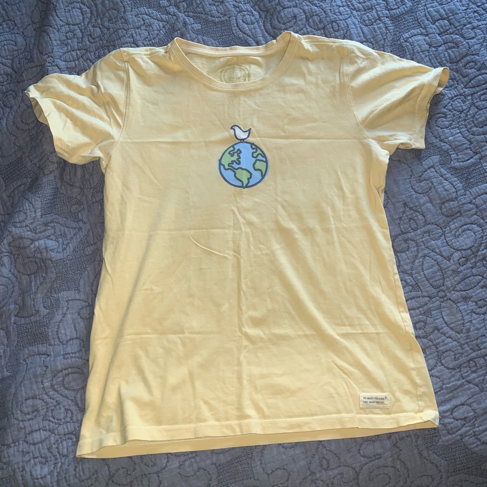 Life is Good yellow world peace shirt